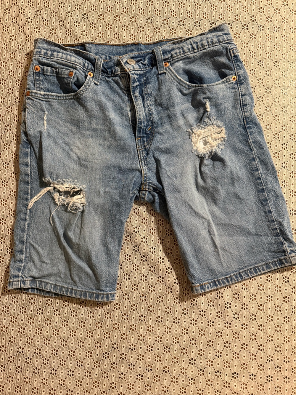 Levi's Light Blue Distressed Denim Cutoff Shorts